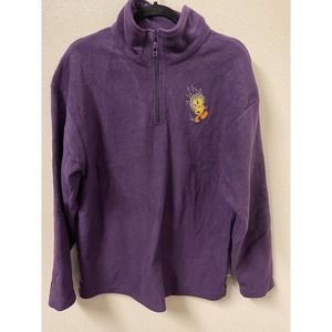 Vintage Y2k 2000 Looney Tunes Tweety Bird Fleece Pullover Vtg Cartoon USA Purple